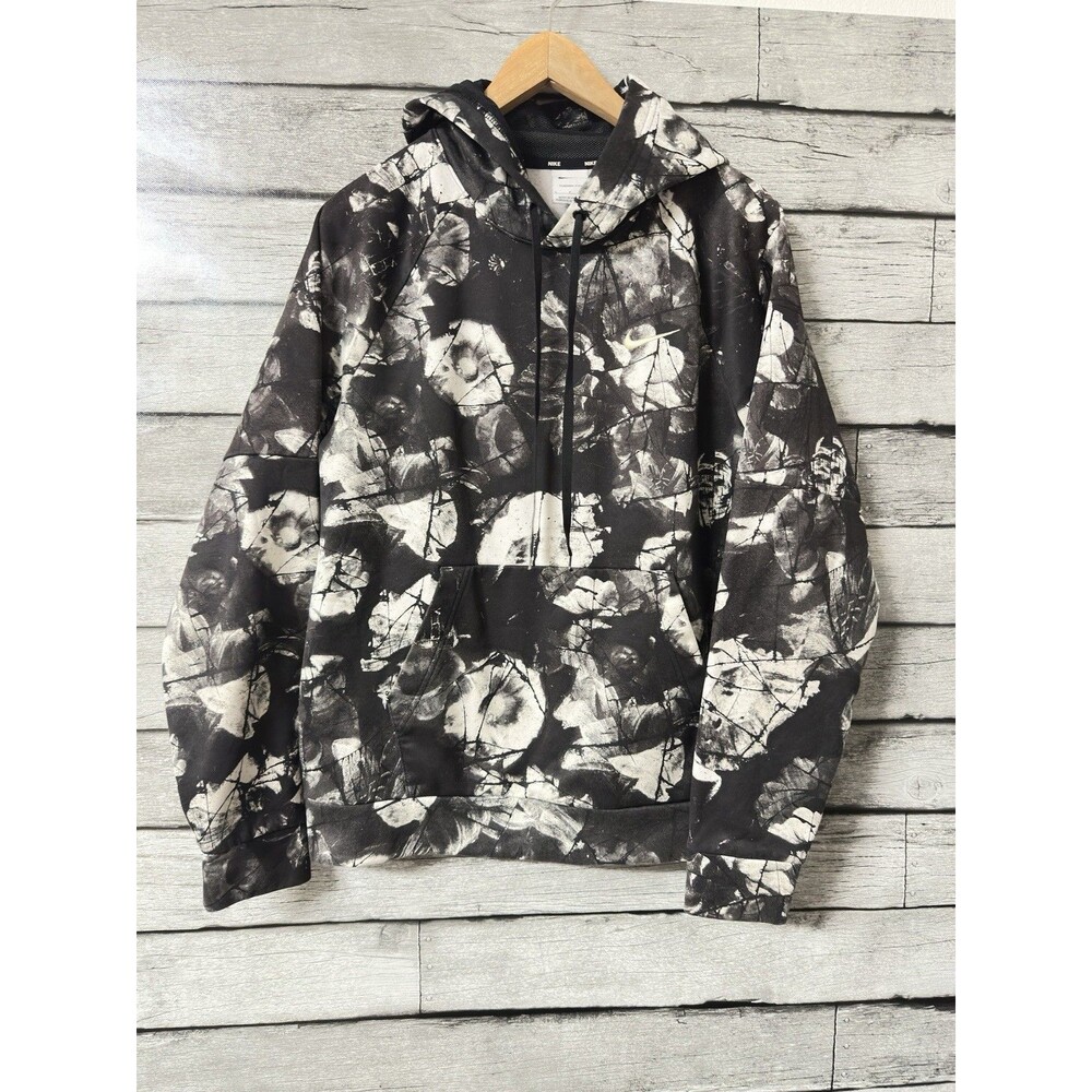 Nike Mens Large Therma-Fit Training Hoodie Black Floral DQ4836-010 Size Small